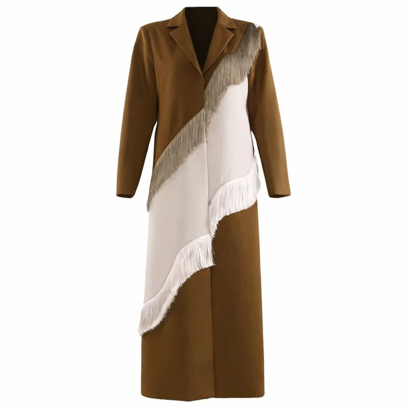 عباية بنية اللون ذات شراشيب