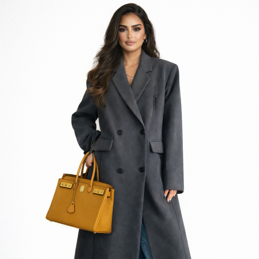 معطف بليزر طويل - رمادي