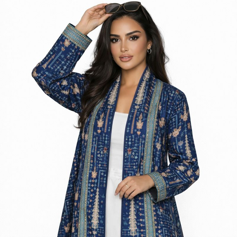 عباية مطوية - زرقاء مزخرفة