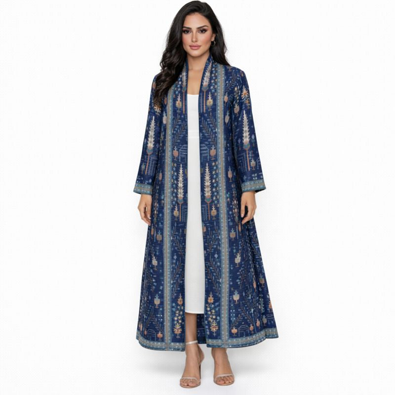 عباية مطوية - زرقاء مزخرفة