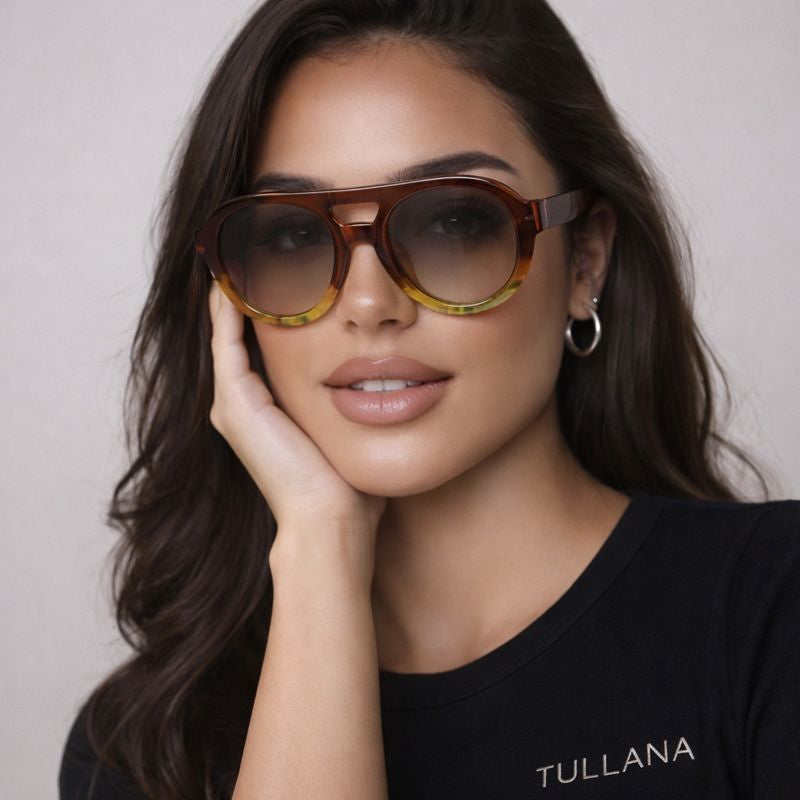 نظارات شمسية كبيرة أنيقة - بني